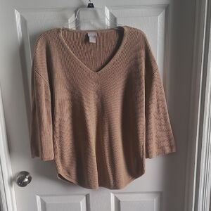 Chico's Camel V-Neck Sweater